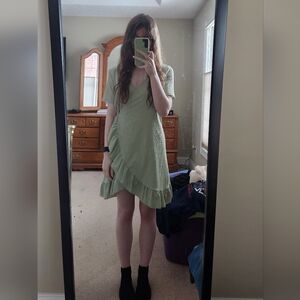 (Vero Moda) Pale Green Wrap Tie Dress, Size S, Color Green